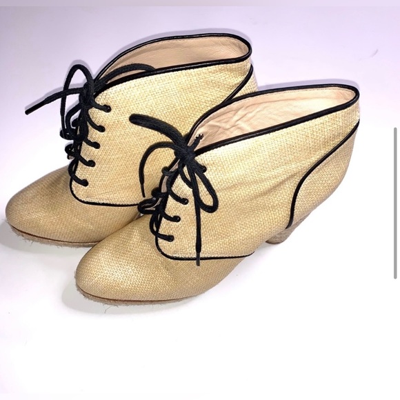 NWOT Loeffler Randal Nadia Raffia Booties - Picture 3 of 5